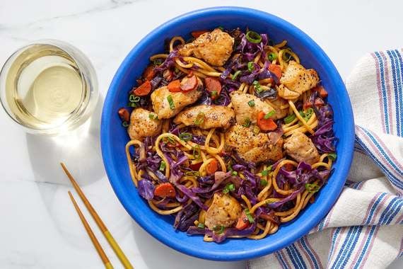 Sambal-Peanut Chicken Noodles with Carrots & Cabbage-image