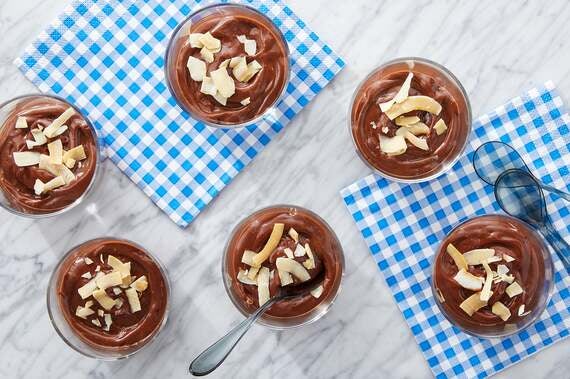 Chocolate Coconut Custard with Toasted Coconut Chips-image