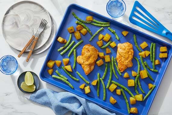 Sheet Pan Korma Chicken with Potatoes & Garlic Green Beans-image