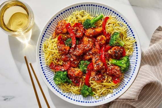 General Tso's Chicken over Ramen Noodles & Broccoli-image