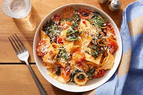 Fresh Basil Fettuccine with Tomatoes & Kale-image