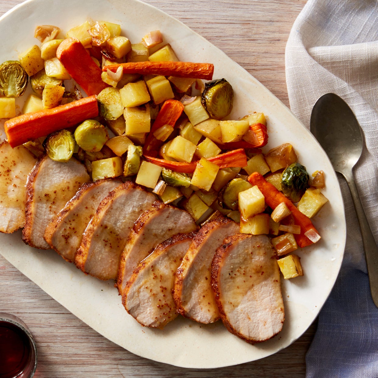 Recipe Sheet Pan Roasted Pork with Fall Vegetables & Maple Mustard