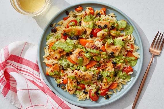 Creamy Pesto Chicken & Orzo with Capers & Currants-image