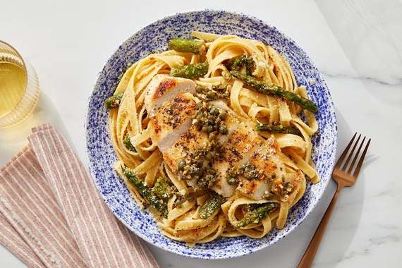 Garlic-Caper Chicken with Calabrian Asparagus & Fettuccine-image