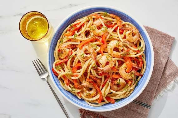 Zesty Shrimp & Bucatini Pasta with Bell Pepper-image