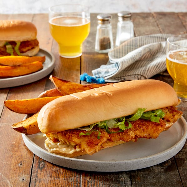 Recipe Crispy Fish Sandwiches with Tartar Sauce & Roasted Sweet Potato