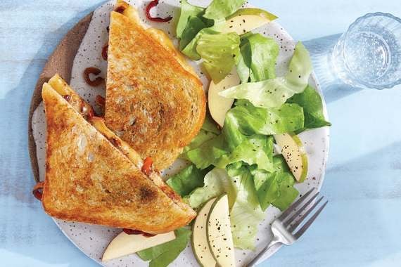 Bell Pepper & Sour Cherry Grilled Cheese with Butter Lettuce & Pear Salad-image