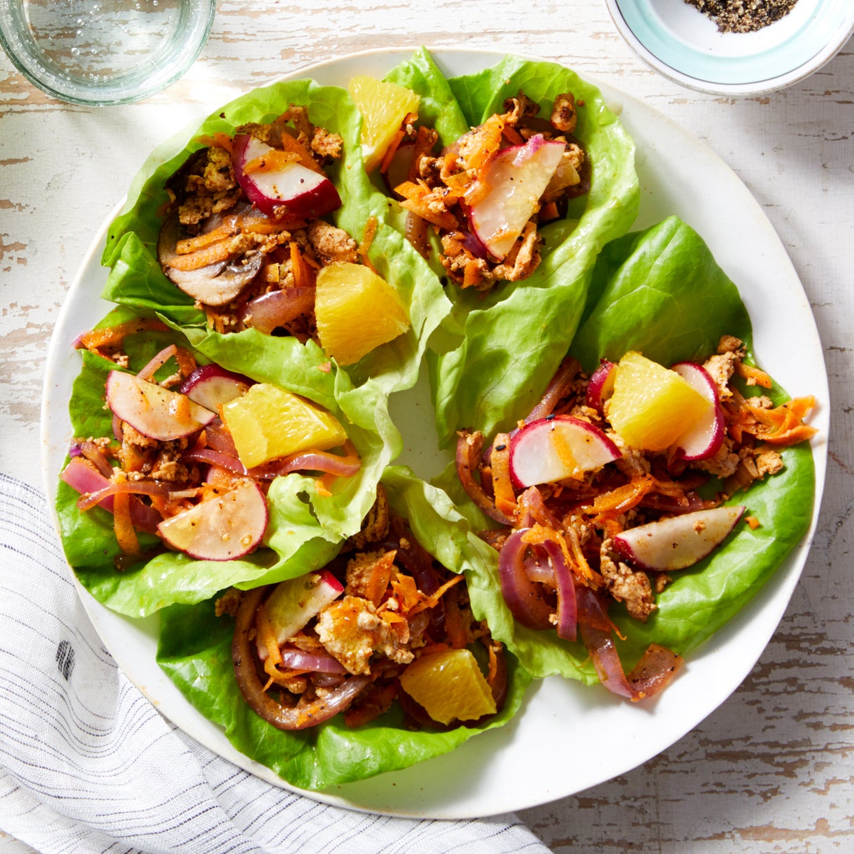 Recipe Togarashi Chicken Lettuce Cups with Orange & Radishes Blue Apron
