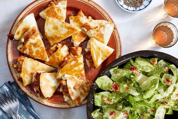 Cheesy Chicken Quesadillas with Butter Lettuce & Pickled Pepper Salad-image