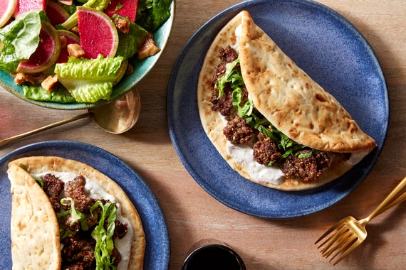 Za'atar-Spiced Beef Pitas with Watermelon Radish & Fig Salad-image