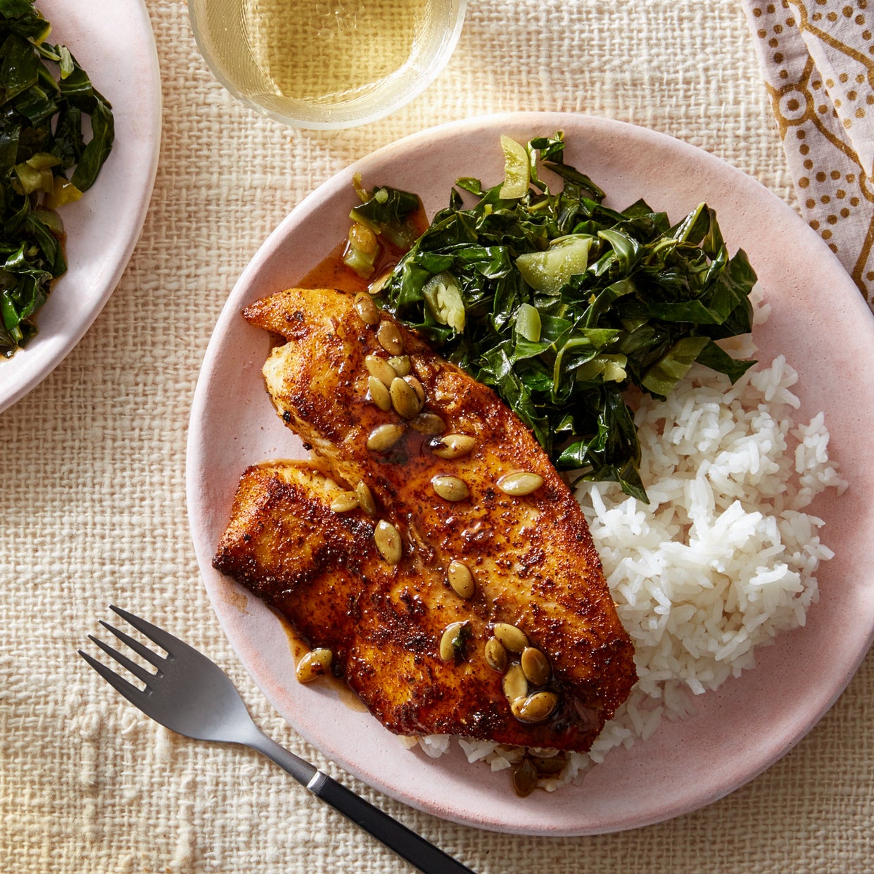 Recipe Orange & Brown Butter Tilapia with Garlic Rice & Collard Greens