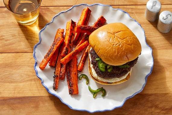 Jalapeño Burgers with Goat Cheese & Smoky Roasted Carrots-image