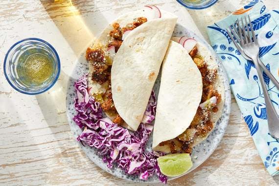 Tomatillo Pork Tacos with Lime Cabbage Slaw-image