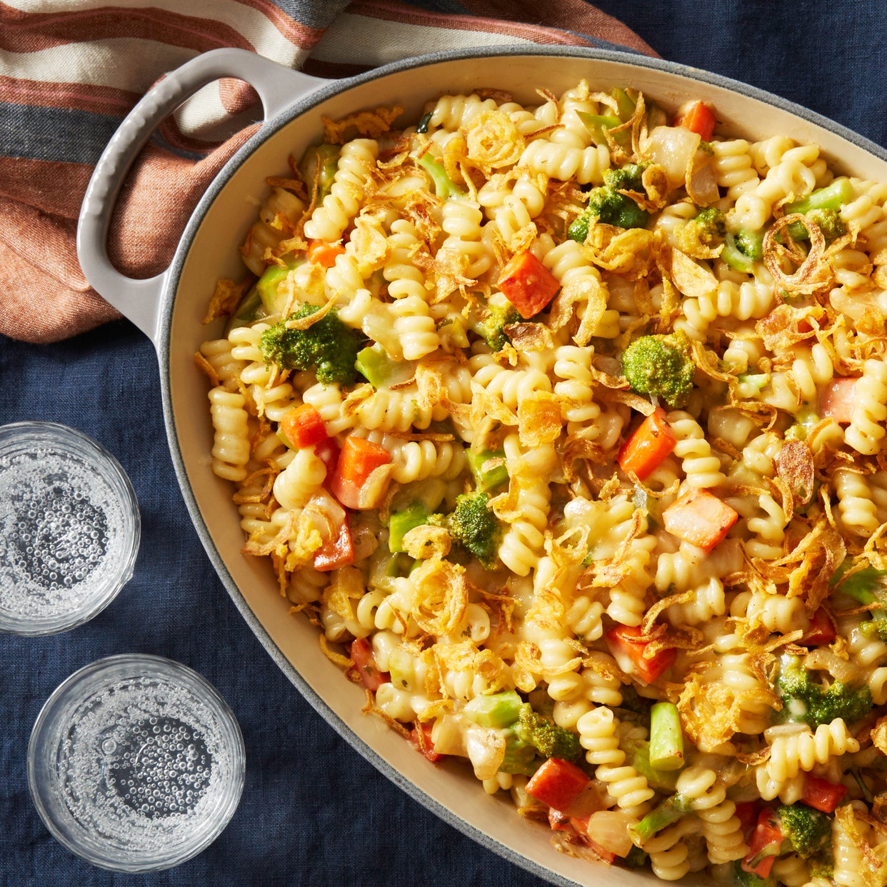 Recipe Fusilli & Broccoli Casserole with Crispy Onions Blue Apron