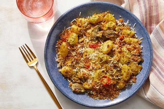 Basil Pesto Gnocchi with Mushrooms & Pistachio Breadcrumbs-image