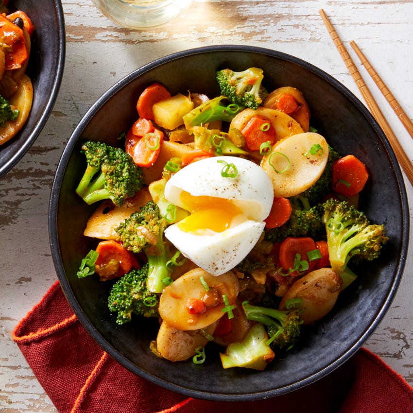 Recipe SoyGlazed Korean Rice Cakes with Broccoli & Soft Boiled Eggs