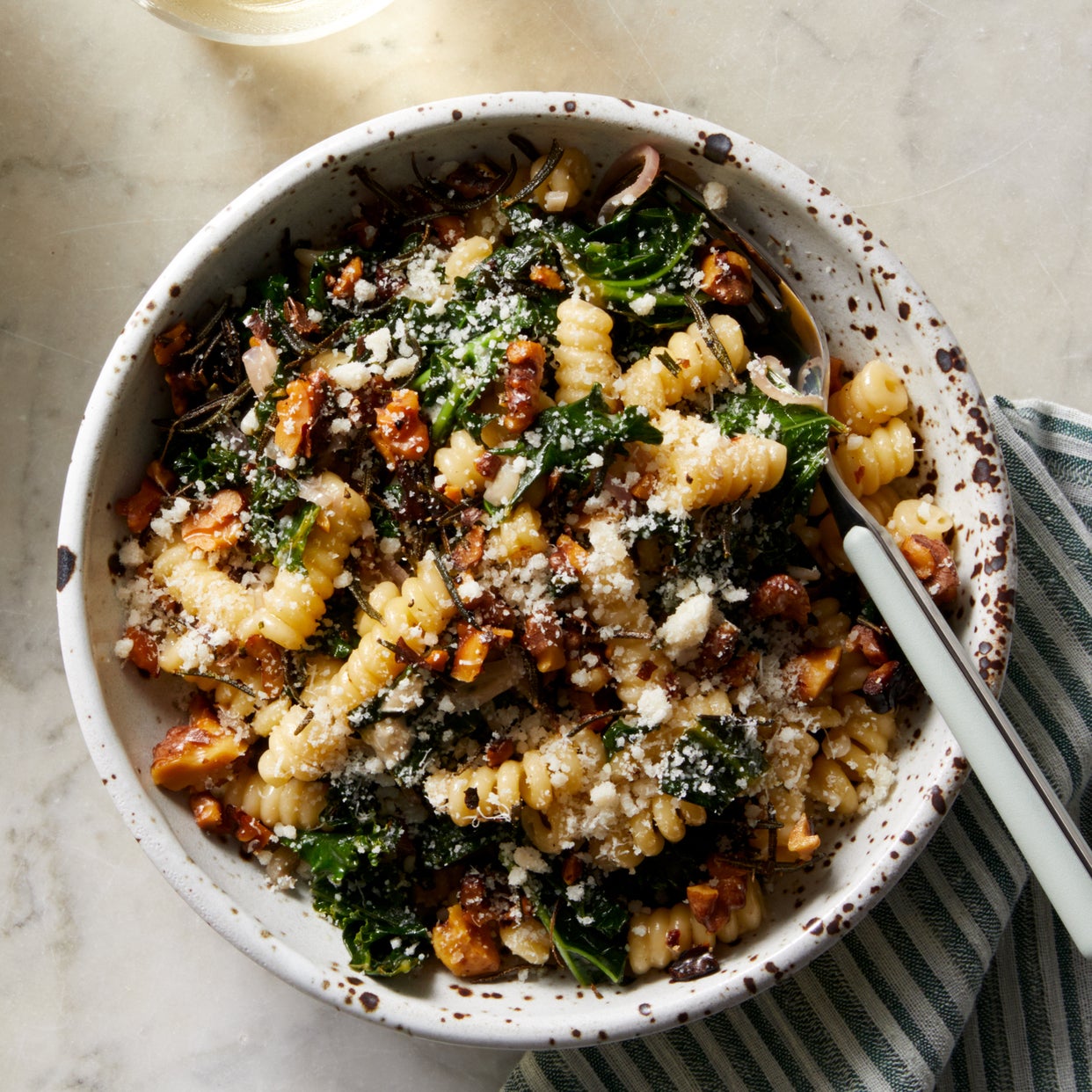 Recipe Creamy Fusilli Bucati Pasta with Fried Rosemary & Walnuts