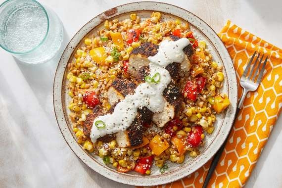 Mexican Chicken & Lime Sour Cream with Esquites-Style Farro Salad-image