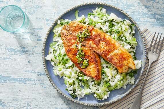 Honey-Lime Tilapia with Bok Choy & White Rice-image