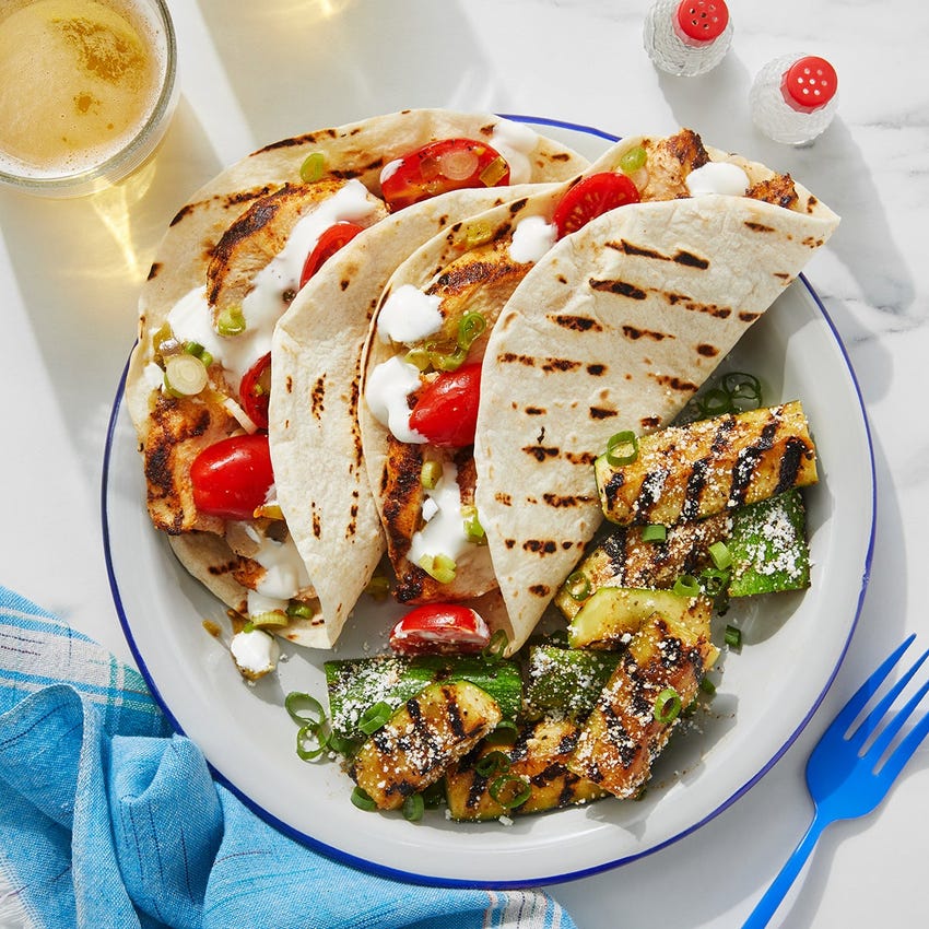 Recipe Grilled Chicken Tacos with Fresh Tomato Salsa & Lime Sour Cream