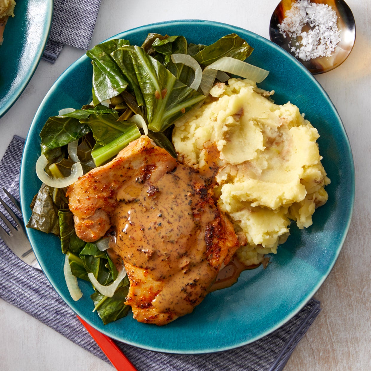 Recipe SpiceRubbed Chicken Thighs with Maple Pan Sauce & Garlic Mashed Potatoes Blue Apron