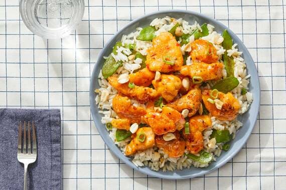 Sweet & Spicy Chicken Stir-Fry with Rice & Snow Peas-image