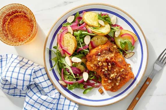 Pan-Seared Cod with Pickled Onion & Arugula Salad-image