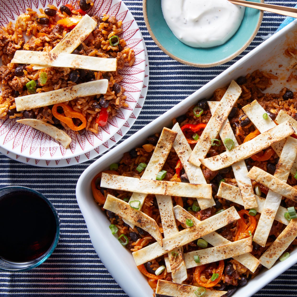 Recipe Mexican Beef & Rice Casserole with Tortilla Strips Blue Apron
