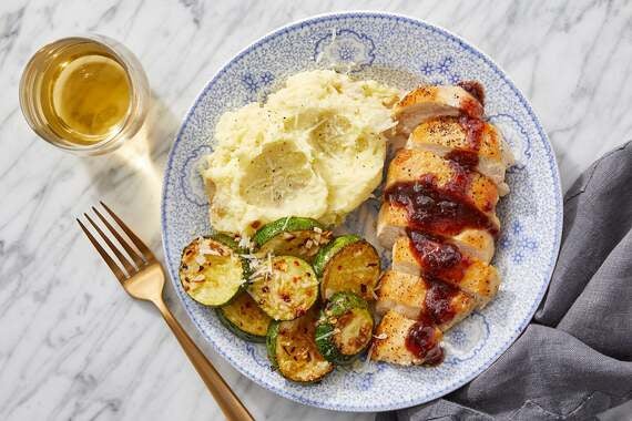 Pan-Seared Chicken & Mashed Potatoes with Sour Cherry Pan Sauce-image