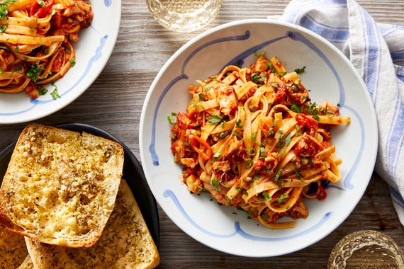 Recipe: Wild Alaskan Pollock &amp; Fettuccine with Sweet Peppers &amp; Capers ...