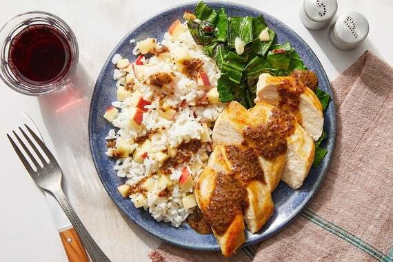 Dijon Chicken Breasts & Apple Rice with Spicy Collard Greens-image