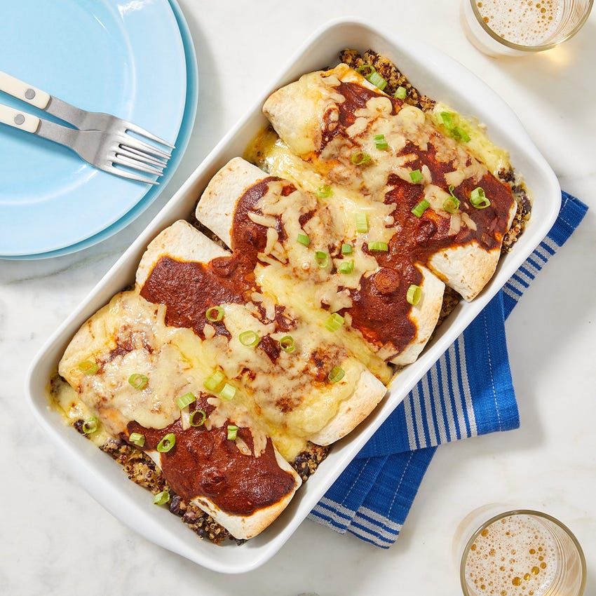 Black Bean & Poblano Pepper Enchiladas with Cheddar Cheese