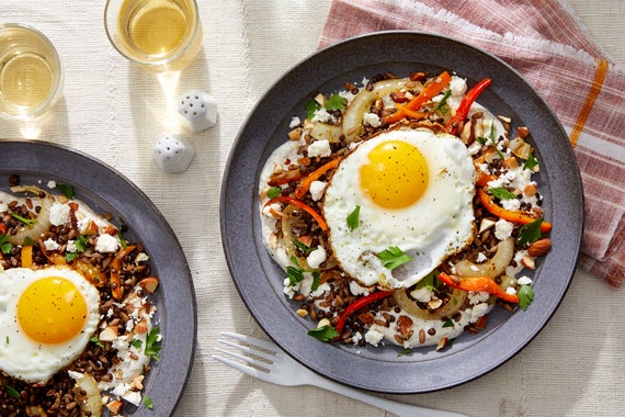 Farro & Lentil Mujaddara with Sweet Peppers, Labneh, & Almonds-image