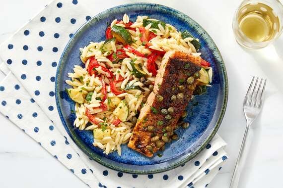 Crispy Skin Salmon & Orzo with Lemon-Caper Sauce-image