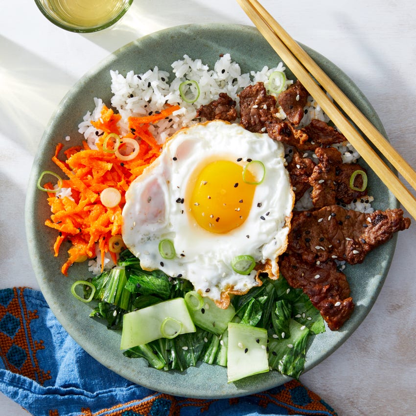 Recipe KoreanStyle Beef with Sesame Bok Choy & Marinated Carrots