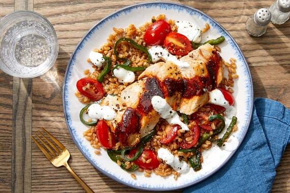 Seared Chicken & Honey-Chipotle Sauce with Vegetable Farro-image