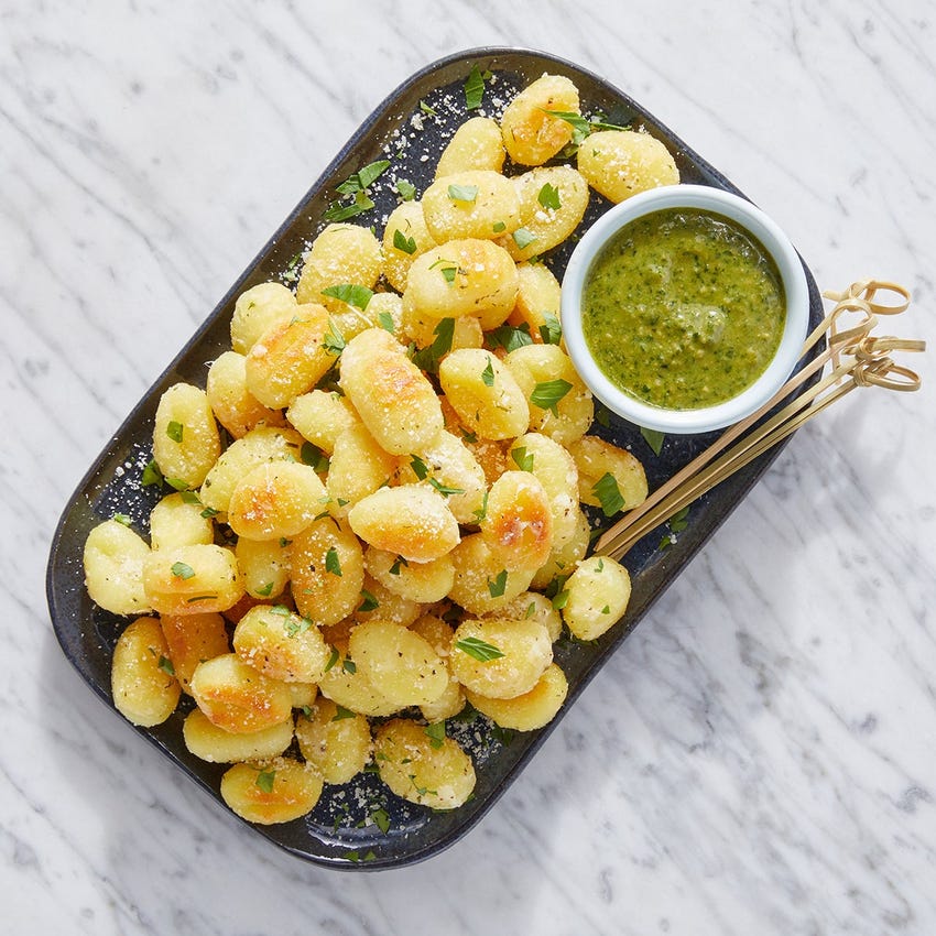 Recipe Crispy GarlicHerb Gnocchi with Creamy Basil Pesto Blue Apron