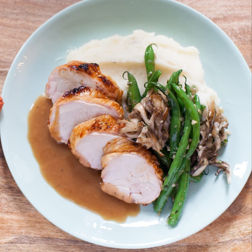 Recipe MapleGlazed Turkey Breast with Mashed Potatoes, Green Beans