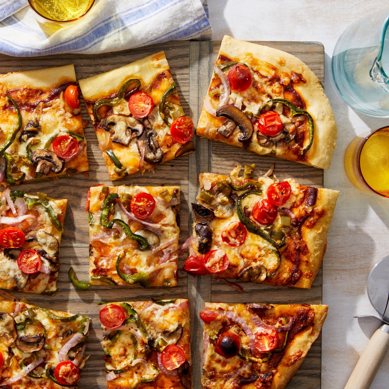 Recipe Barbecue Vegetable Flatbread with Swiss Cheese Blue Apron