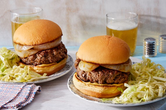 Beef & Mushroom Burgers with Roasted Onion & Marinated Cabbage-image