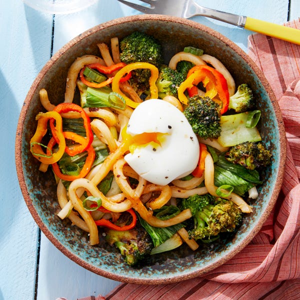 Recipe Vegetable & Udon Noodle StirFry with SoftBoiled Eggs Blue Apron