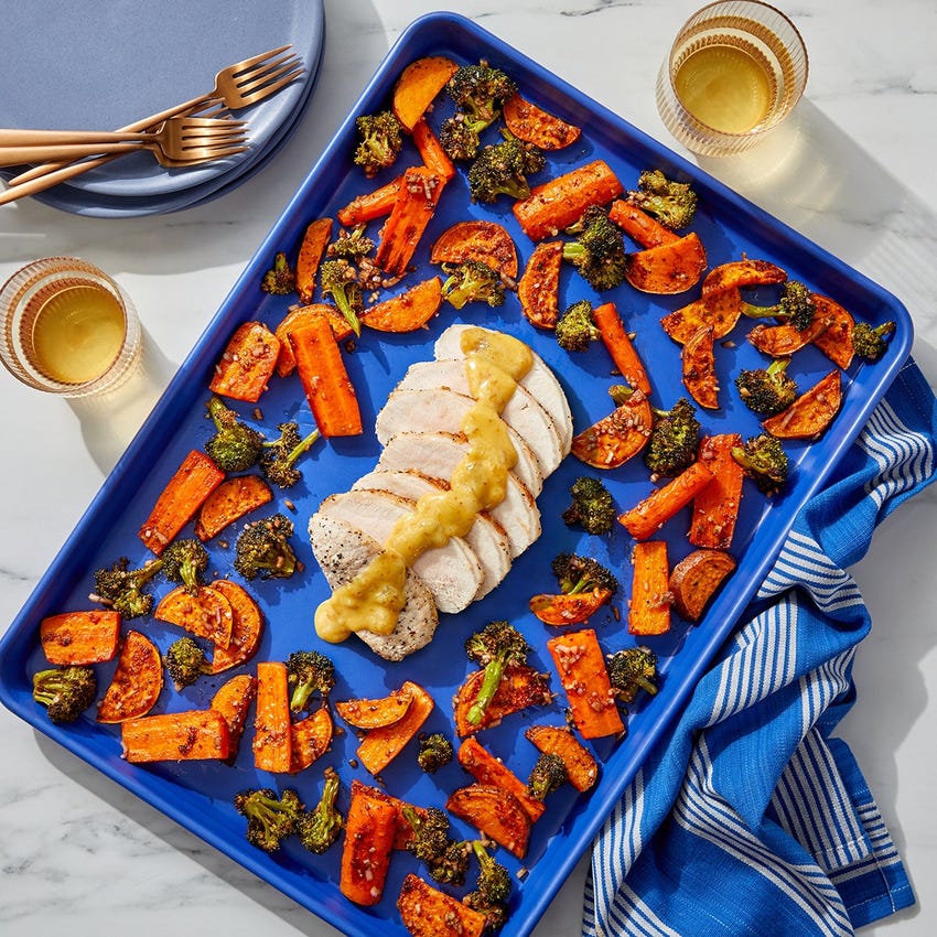 Recipe Sheet Pan Pork Roast with Roasted Vegetables & FigDijon Sauce