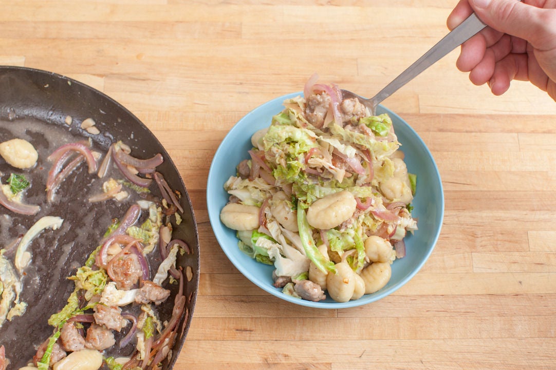 Recipe Gnocchi with Sausage and Savoy Cabbage Blue Apron