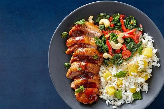 Sweet Chili Duck & Mango Rice with Spicy Spinach & Peppers-image