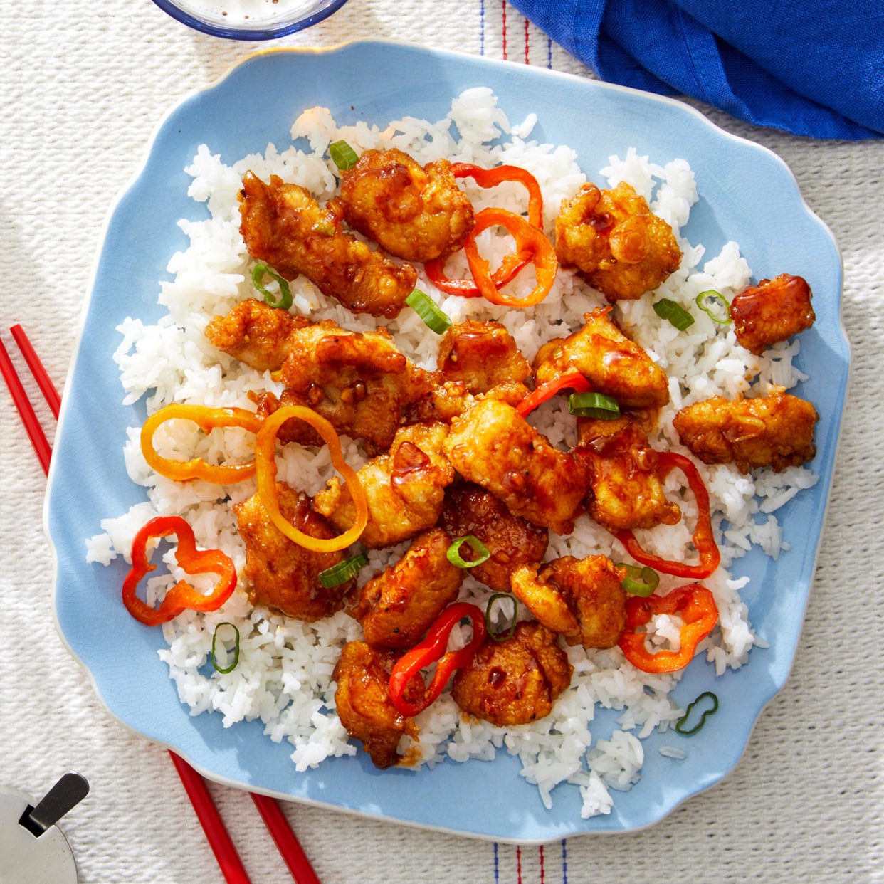 Recipe General Tso's Chicken with Sweet Peppers & Jasmine Rice Blue