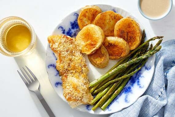 Miso Butter & Panko-Crusted Cod with Ponzu Mayo, Asparagus & Potatoes-image