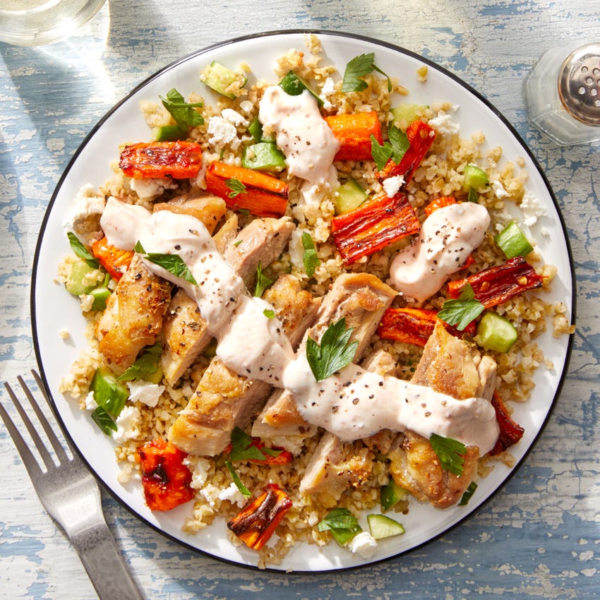 Recipe Greek Inspired Chicken Freekeh Salad With Sweet Spicy Roasted Carrots Blue Apron In this video, i'll share with you some tips about how to make the perfect roasted chicken by introducing a new technique i personally love brining the. greek inspired chicken freekeh salad with sweet spicy roasted carrots