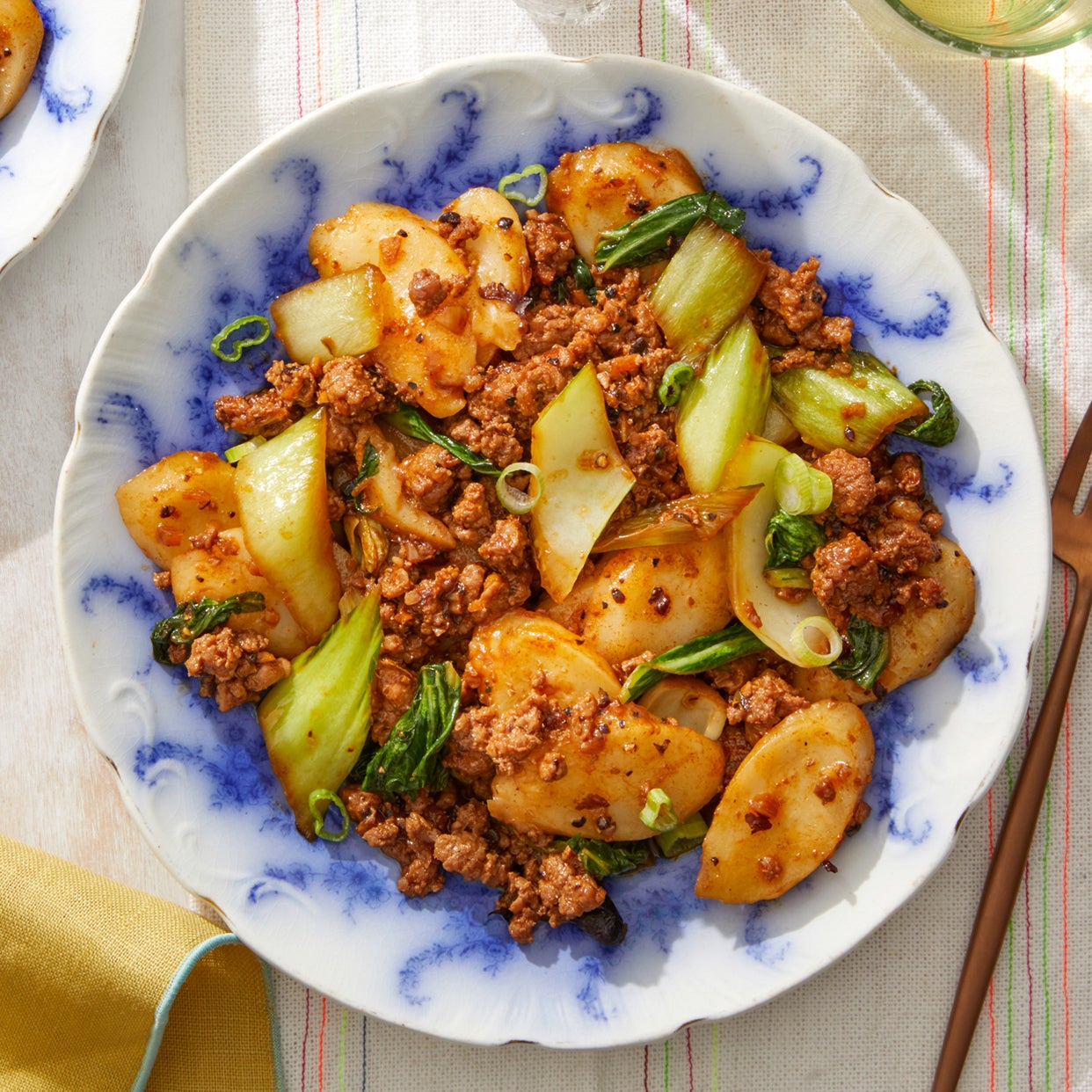 Recipe Spicy Pork & Rice Cakes with Bok Choy Blue Apron