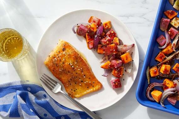 Yuzu-Orange Glazed Trout with Roasted Vegetables-image