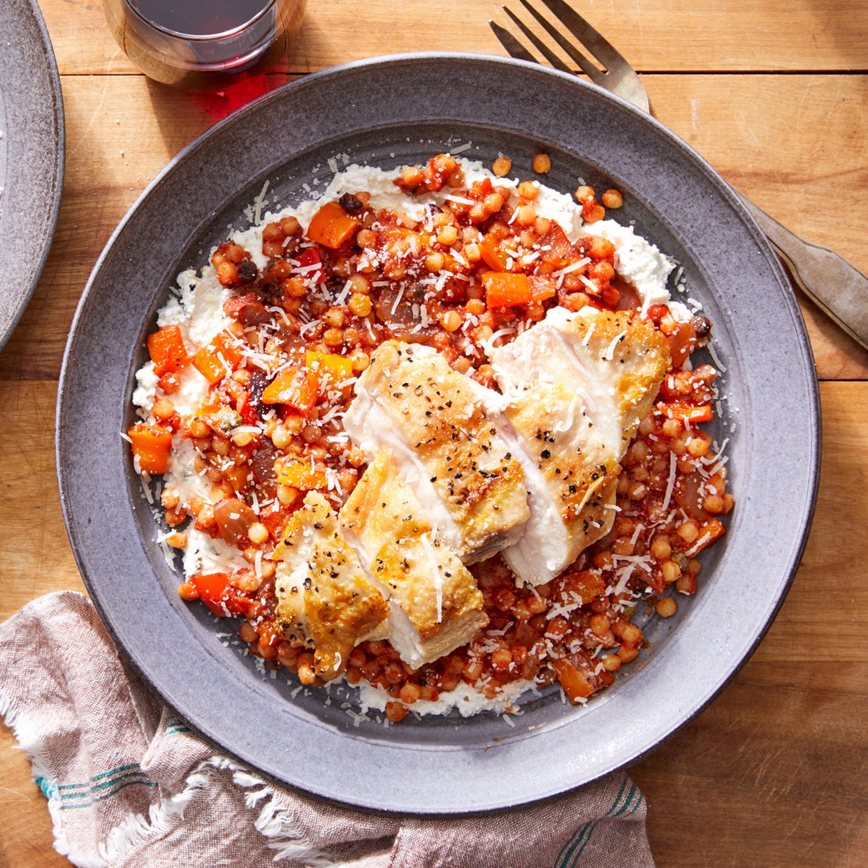 Recipe PanSeared Chicken with TomatoOlive Sauce & Seasoned Ricotta Blue Apron